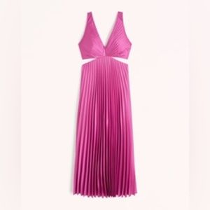 Abercrombie Satin Pleated Cutout Maxi Dress